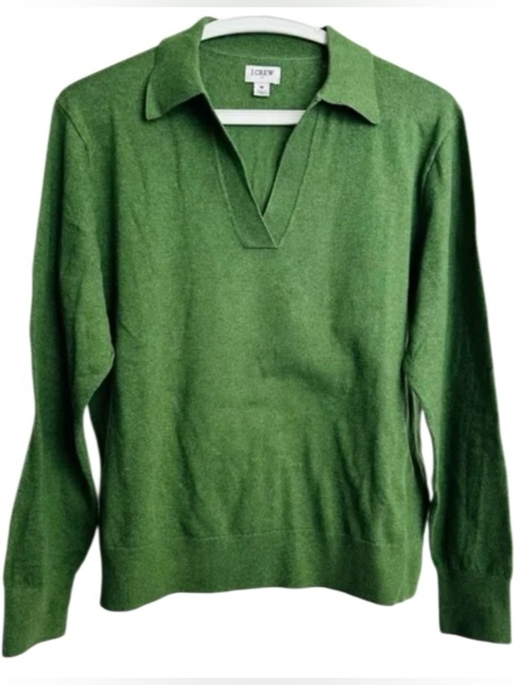 J. Crew Kelly Green V-Neck Collared Sweater